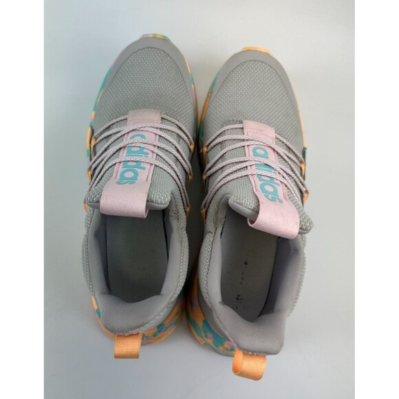 Adidas Lite Racer Adapt 5.0 Sneaker Grey Flash Aqua Camo Slip On Women 8 Youth 7 - Picture 7 of 13